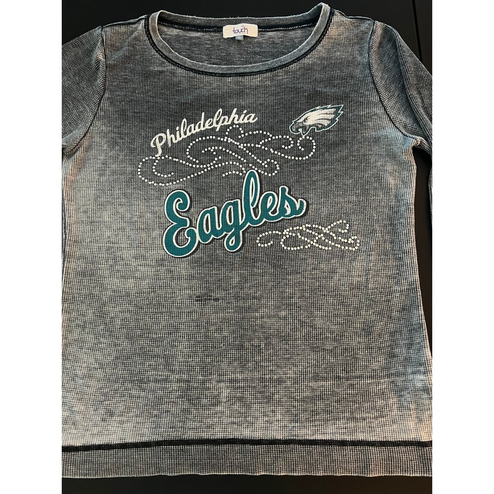 Touch by Alyssa Milano Philadelphia Eagles Thermal Top Grey Rhinestone XL (1167) - Picture 5 of 14